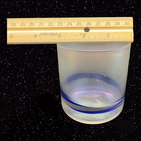 Studio Art Glass Juice Glasses Iridescent Hand Made Signed Roo Rum Set 6 Tumbler - Picture 7 of 14